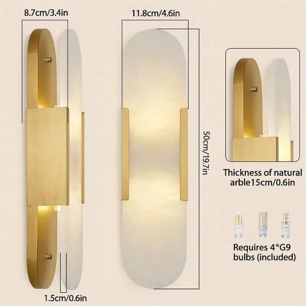 20" Height Alabaster Oval Wall Sconce