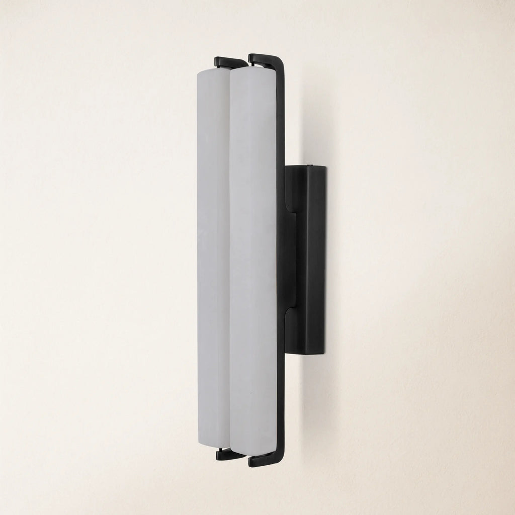 19" Double-Pillar Wall Sconce: Genuine Spanish Alabaster & Satin Brass