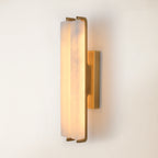 19" Double-Pillar Wall Sconce: Genuine Spanish Alabaster & Satin Brass
