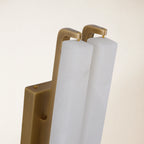 19" Double-Pillar Wall Sconce: Genuine Spanish Alabaster & Satin Brass