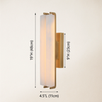 19" Double-Pillar Wall Sconce: Genuine Spanish Alabaster & Satin Brass