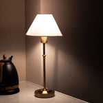 Rechargeable Brass-Colour Fabric Table Lamp