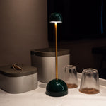 Brass-Colour and Green Rechargeable Touch Table Lamp