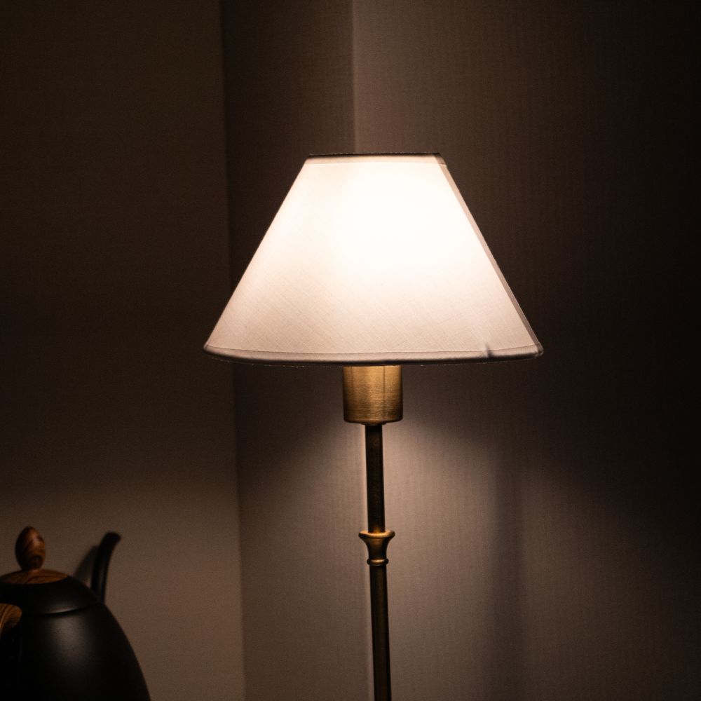 Rechargeable Brass-Colour Fabric Table Lamp